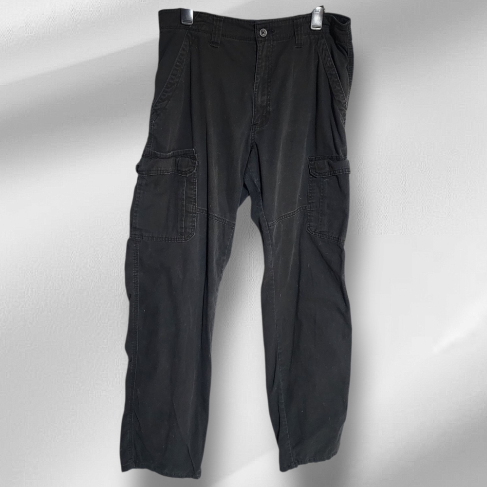 Wrangler Black Cargo Pants Straight Leg Utility